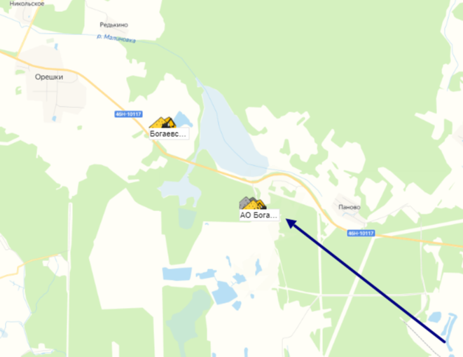 карьер Богаевский  на карте.