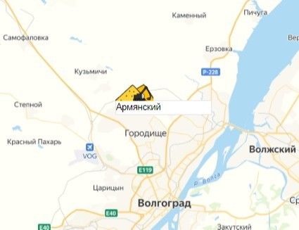 Карьер Армянский на карте