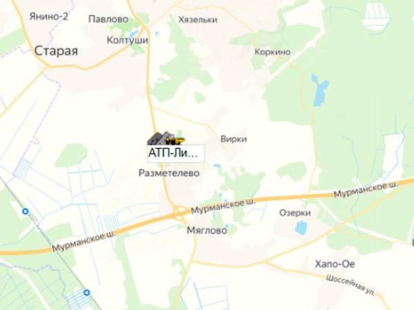 площадка щебня в Разметелево на карте