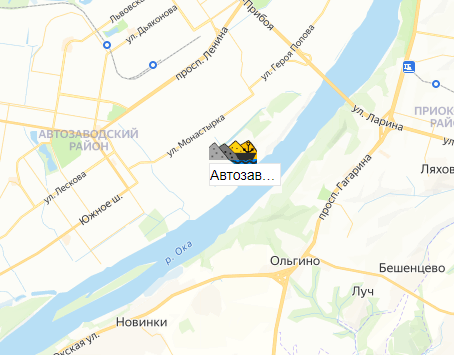 Автозаводский речной порт на карте