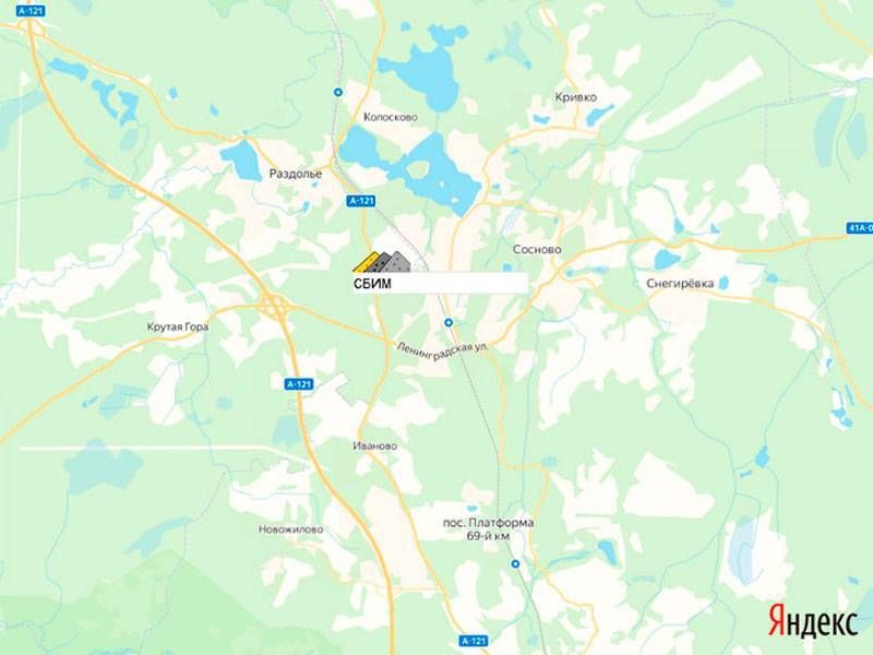 СБИМ - база нерудных в Сосново на карте