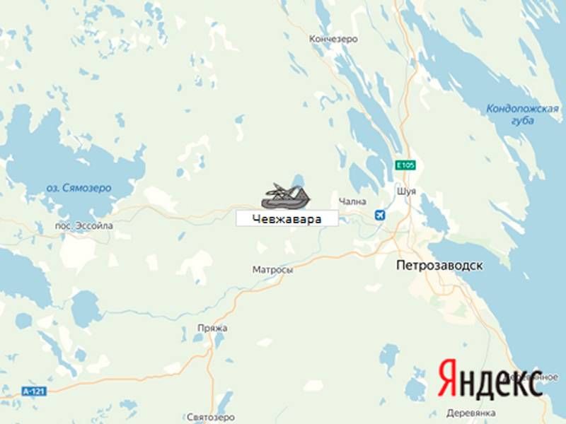 карьер Чевжавара на карте