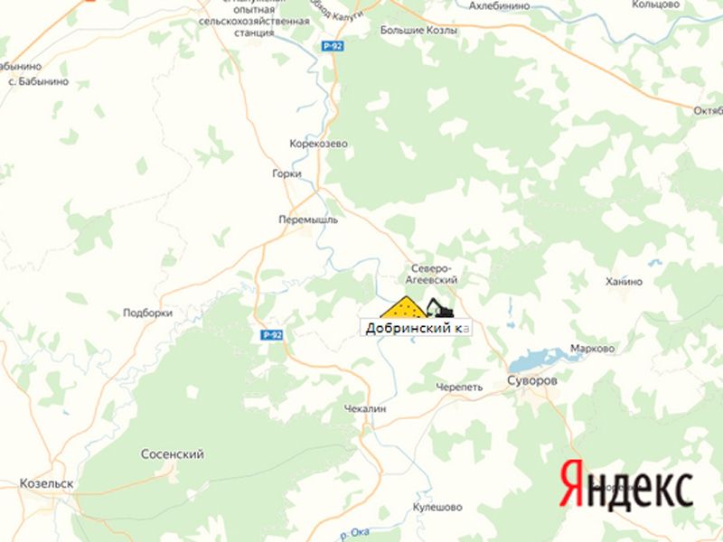 Добринский карьер на карте