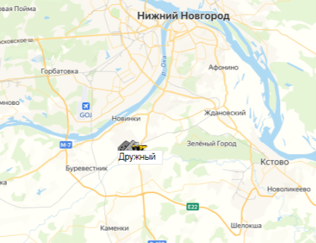 Карьер Дружный на карте