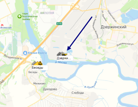 Склад нерудных в Дзержинском на карте