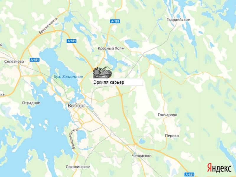 карьер Эркиля на карте