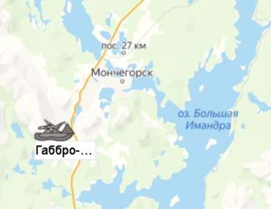 Карьер Габбро-Монче на карте