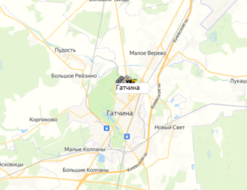 Гатчина склад от Альфацем на карте