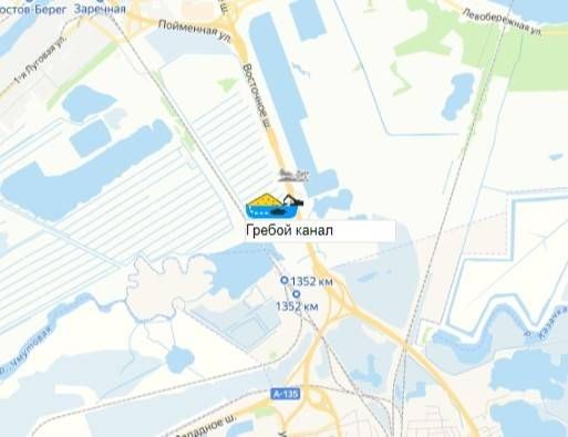 Карьер гребной участок на карте