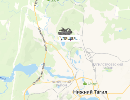 карьер Гулящая Гора на карте