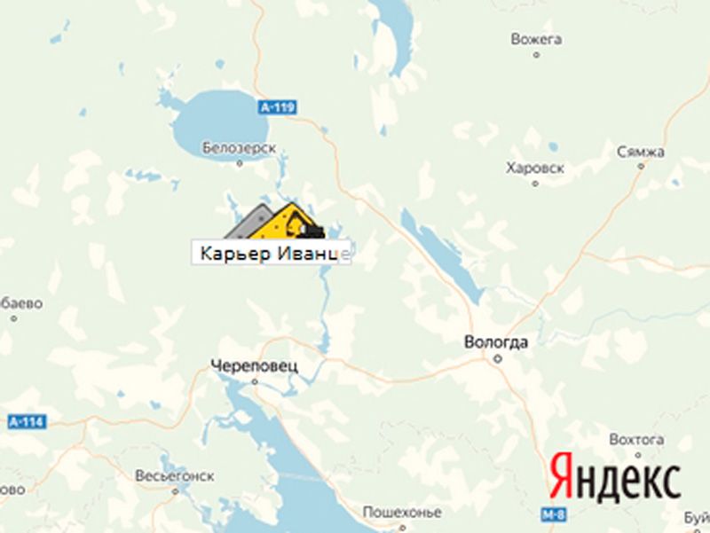 Иванцево карьер на карте