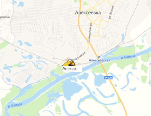 Самарский карьер Алексеевка на карте