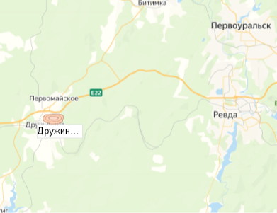 карьер Дружинино на карте