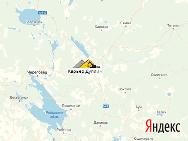 Дуплино карьер на карте