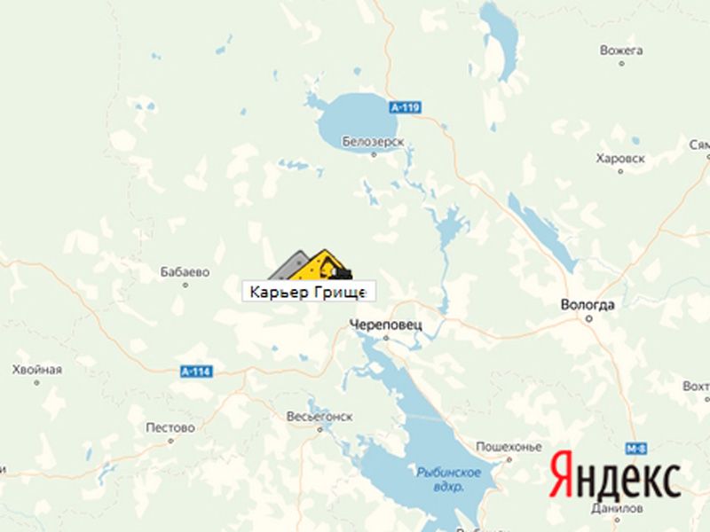 Грище карьер на карте