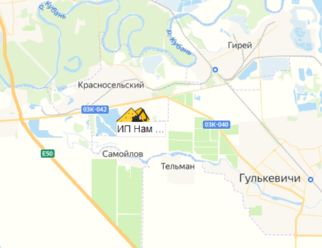 карьер ИП Нам А. М.  на карте