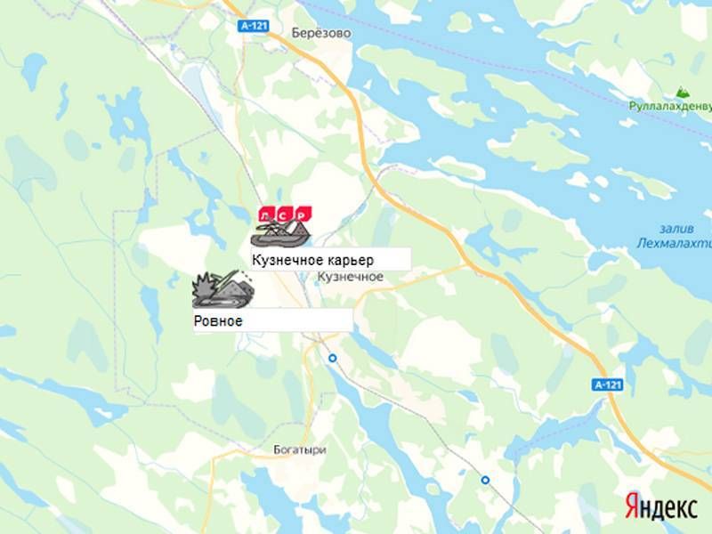 карьер Кузнечное на карте