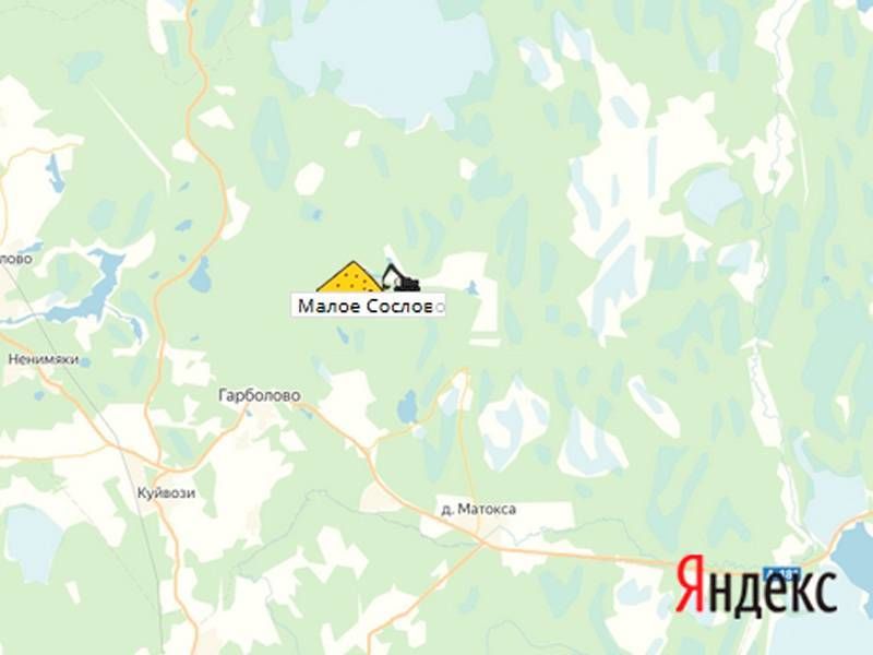 Малое Сослово карьер на карте