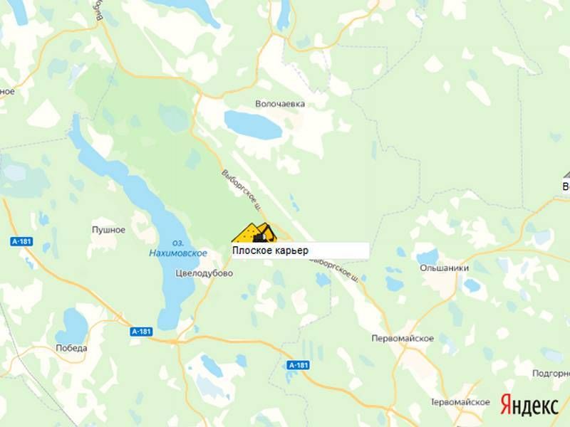 карьер Плоское на карте