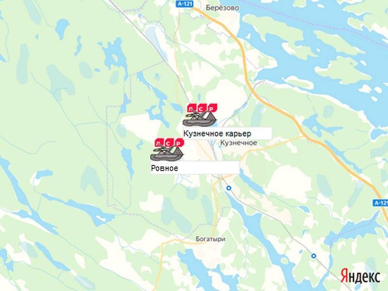 карьер Ровное ПК Гранит-Кузнечное на карте