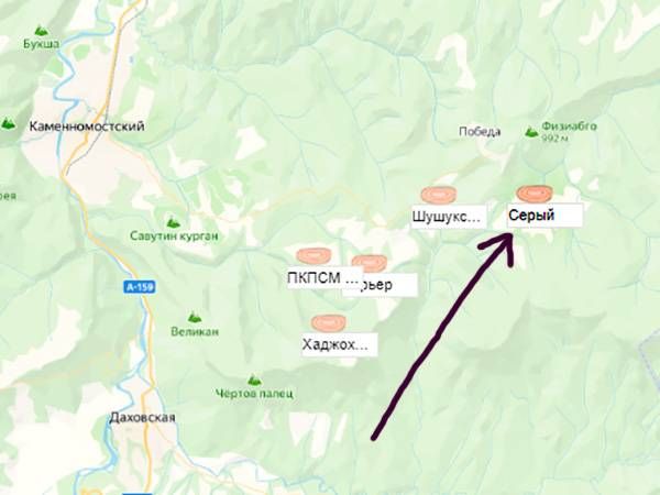 карьер серый на карте