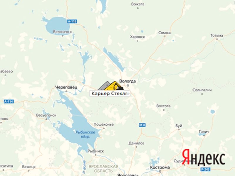 карьер Стеклянный завод на карте