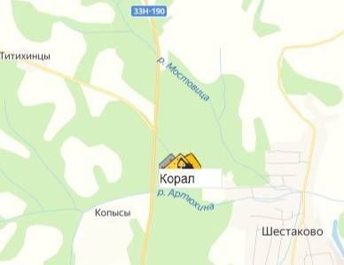 карьер Корал на карте