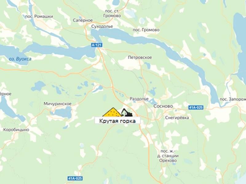 Крутая горка карьер на карте