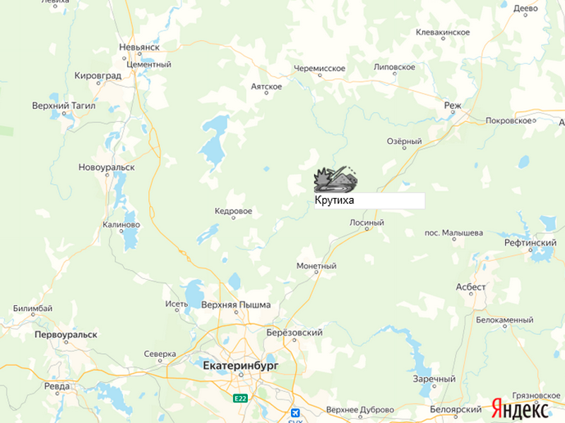 карьер Крутиха на карте