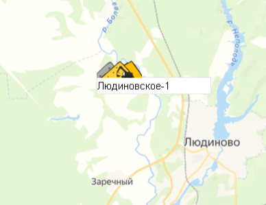 Месторождение Людиновское-1 на карте