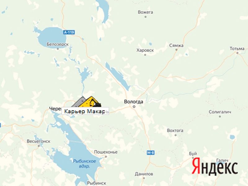 Макарьино карьер на карте