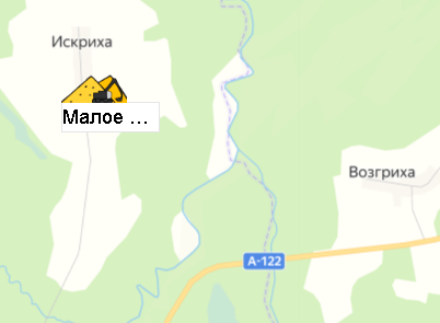 Карьер Малое Восное на карте.