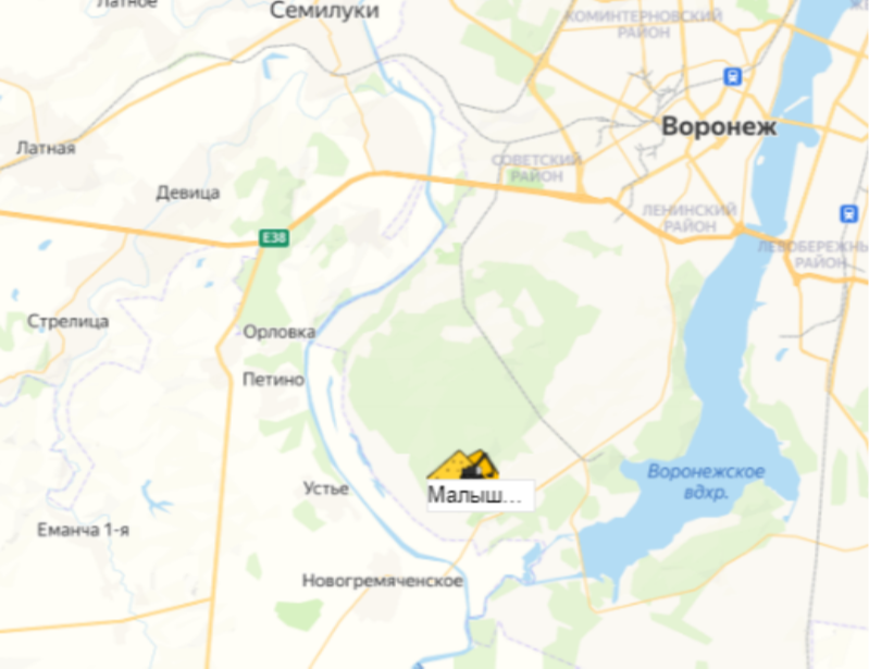 малышевский карьер на карте