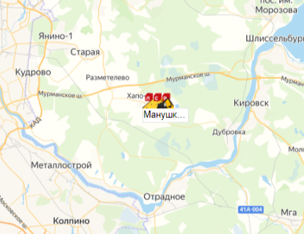 Манушкино карьер на карте