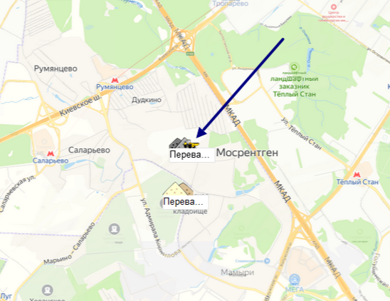 Мосрентген склад нерудных Московская область на карте