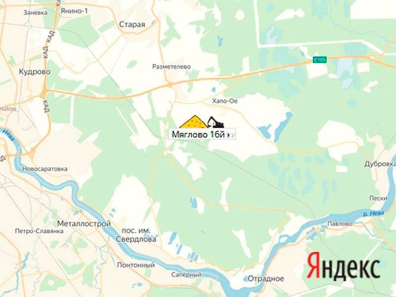 карьер Мяглово 16-й км на карте