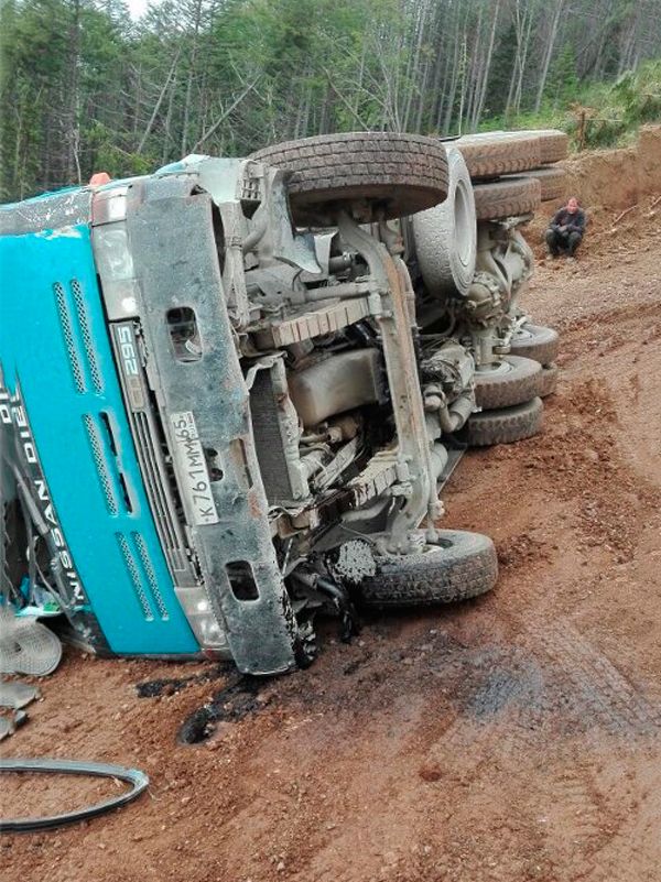 На 19-ом км перевернулся