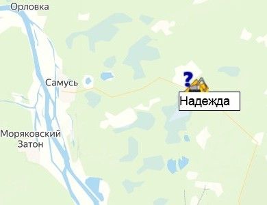 карьер Надежда на карте