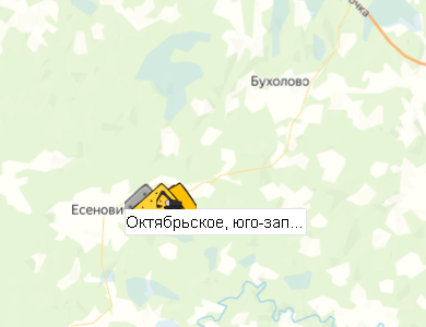 Октябрьское, юго-западная часть южного участка на карте