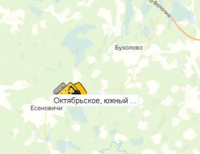 Октябрьское, южный участок на карте