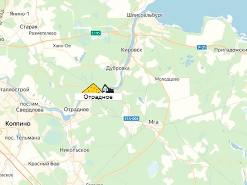 карьер Отрадное в Кировском районе на карте