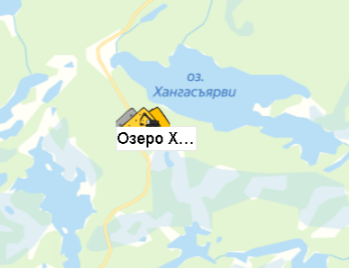 Озеро Хангас на карте