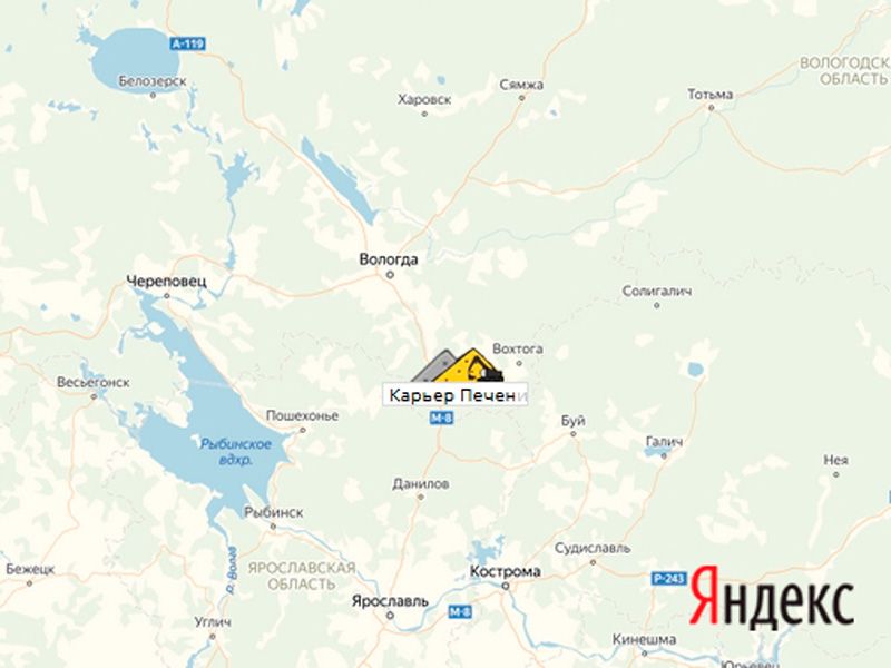 Где находится карьер Печениково