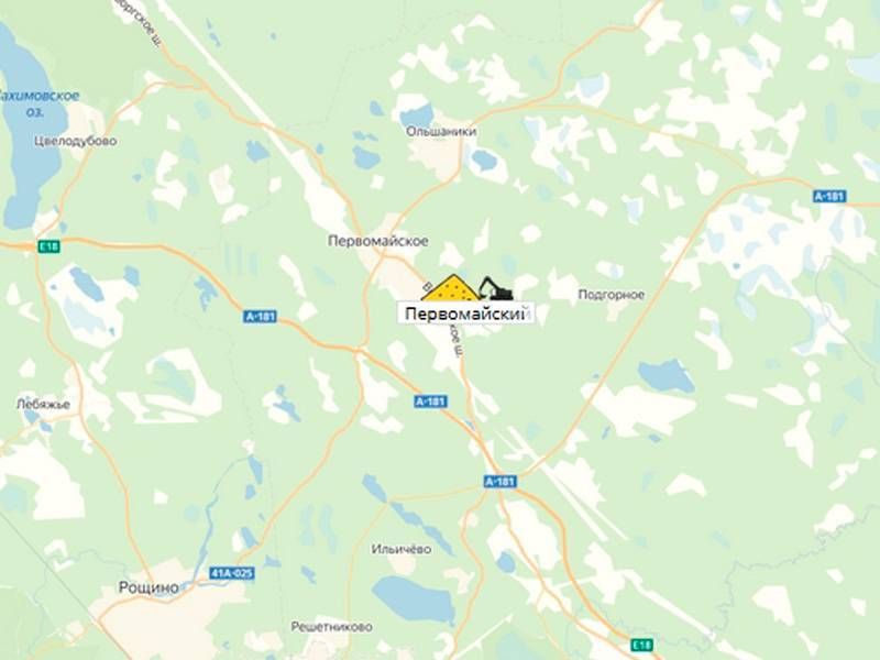 карьер Первомайское (Приозерский) на карте