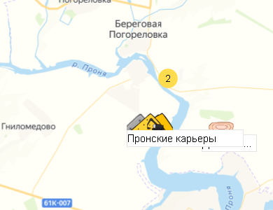 Пронские карьеры на карте