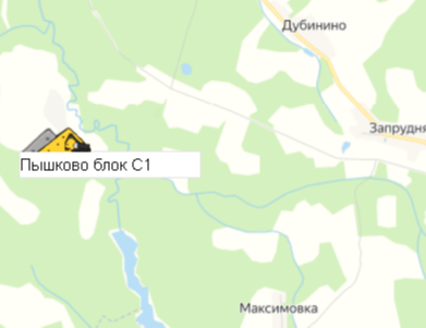 Пышково блок С1 на карте