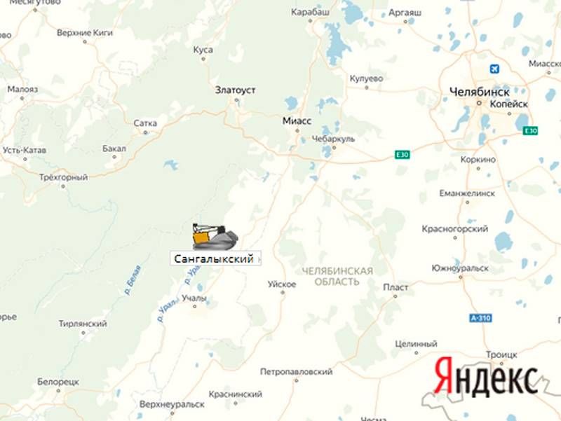 Сангалыкский диоритовый карьер  на карте