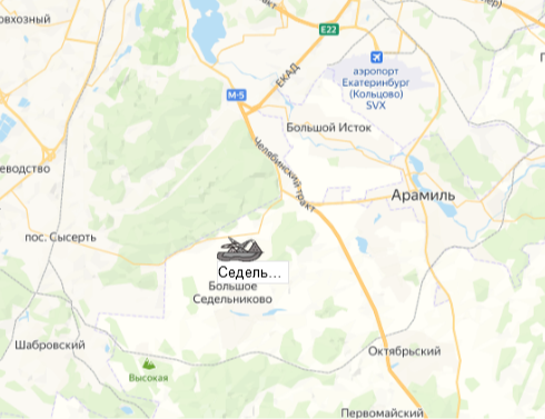 карьер Седельниковский щебеночный на карте