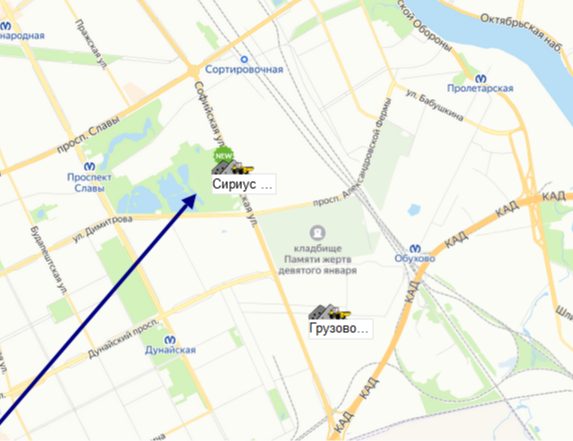 Софийская 62 площадка щебня на карте