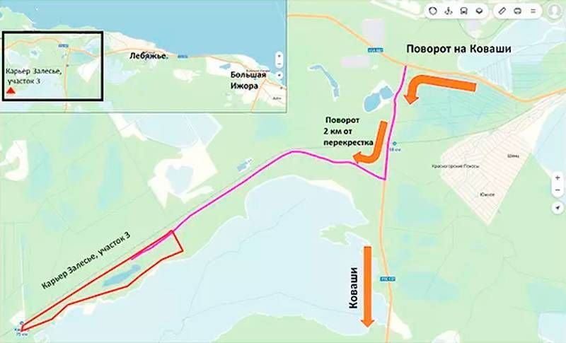 Схема проезда к карьеру Залесье